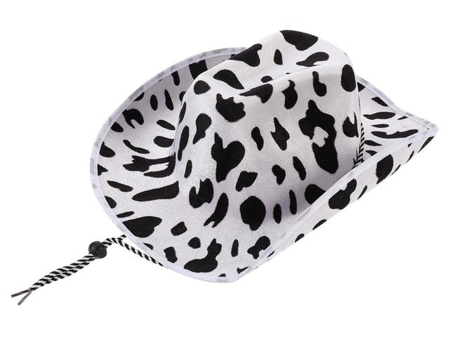 Cow Print Cowboy Hats – Adjustable Chin Strap, Halloween Costume Dress Up, Wild West Themed Parties, Animal Print Hat