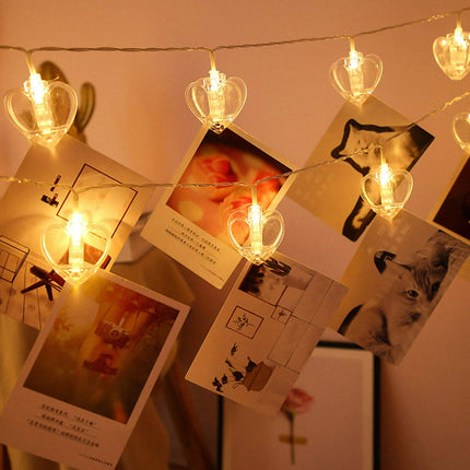 Outdoor string lights, outdoor string lights, photography clip lights, heart-shaped LED hanging clip lights, wedding home decor