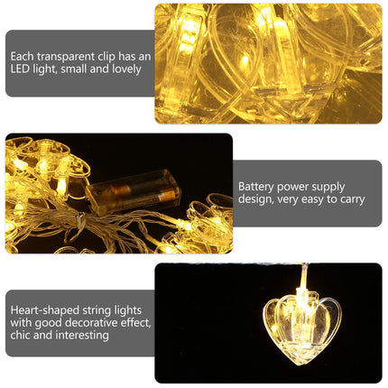 Outdoor string lights, outdoor string lights, photography clip lights, heart-shaped LED hanging clip lights, wedding home decor