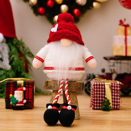 2pcs Christmas Long Leg Dwarf Doll Knitted Hat Dwarf Doll Decoration Hanging Leg Dwarf Doll Swedish Santa Claus Plush Doll