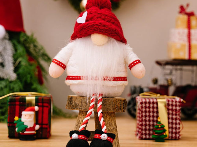 2pcs Christmas Long Leg Dwarf Doll Knitted Hat Dwarf Doll Decoration Hanging Leg Dwarf Doll Swedish Santa Claus Plush Doll