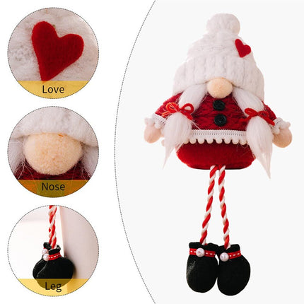 2pcs Christmas Long Leg Dwarf Doll Knitted Hat Dwarf Doll Decoration Hanging Leg Dwarf Doll Swedish Santa Claus Plush Doll