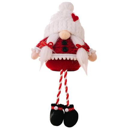 2pcs Christmas Long Leg Dwarf Doll Knitted Hat Dwarf Doll Decoration Hanging Leg Dwarf Doll Swedish Santa Claus Plush Doll
