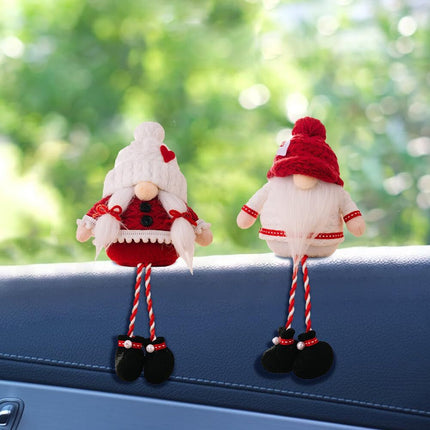 2pcs Christmas Long Leg Dwarf Doll Knitted Hat Dwarf Doll Decoration Hanging Leg Dwarf Doll Swedish Santa Claus Plush Doll