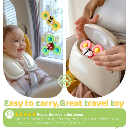 3pcs，Suction cup rotating toys in the bathroom, children's fingertip rotating suction cups for bathing and playing in water