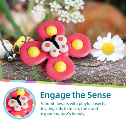 3pcs，Suction cup rotating toys in the bathroom, children's fingertip rotating suction cups for bathing and playing in water