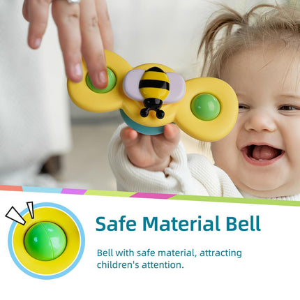 3pcs，Suction cup rotating toys in the bathroom, children's fingertip rotating suction cups for bathing and playing in water