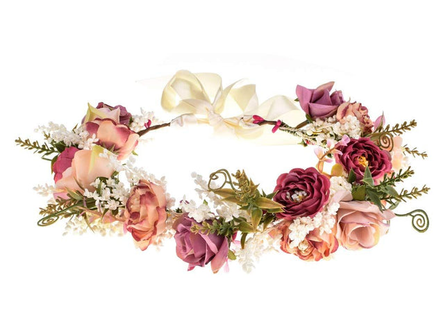 Wedding Flower Crown Girls Floral Headband Hair Wreath Garland Boho Halo Floral Headpiece Women Festival Party