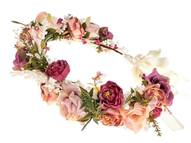 Wedding Flower Crown Girls Floral Headband Hair Wreath Garland Boho Halo Floral Headpiece Women Festival Party