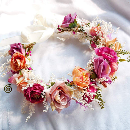 Wedding Flower Crown Girls Floral Headband Hair Wreath Garland Boho Halo Floral Headpiece Women Festival Party