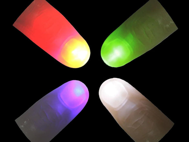 5 Pair Creative Magic Thumb Tip LED Light Magic Trick Finger Lights for Dance Party Props - Blue/Green/Red Light Red White/ yellow