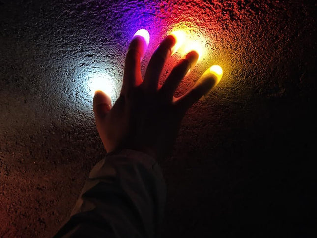 5 Pair Creative Magic Thumb Tip LED Light Magic Trick Finger Lights for Dance Party Props - Blue/Green/Red Light Red White/ yellow