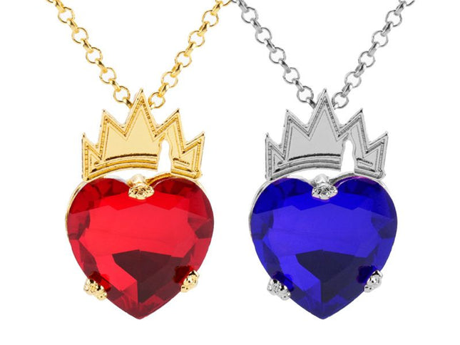 Red Heart Golden Crown Necklace Descendants Queen of Hearts Ruby birthstones Costume Fan Jewelry Valentine's (red)