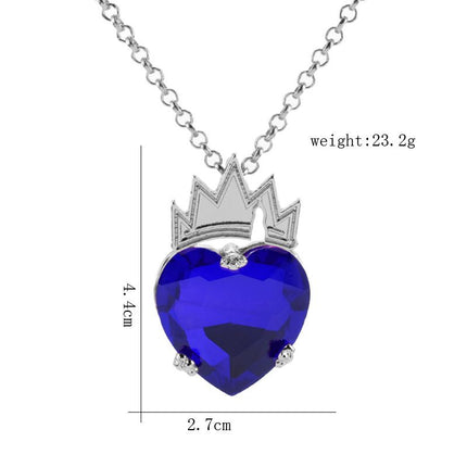 Red Heart Golden Crown Necklace Descendants Queen of Hearts Ruby birthstones Costume Fan Jewelry Valentine's (red)