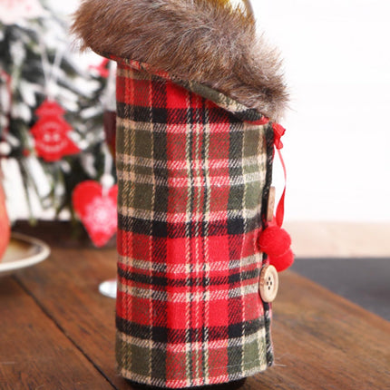 Christmas decorations, new European and American wine sets, holiday decoration props, bow, linen, fur collar, red wine