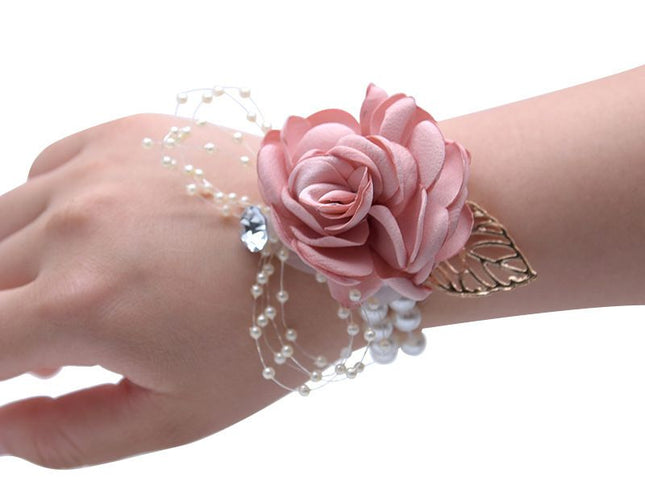 Wedding Bridal Bust Bridesmaids Pearl Leaves Wrist Flowers Party Ball Handmade Flowers Bridal Ladies Wedding Accessories