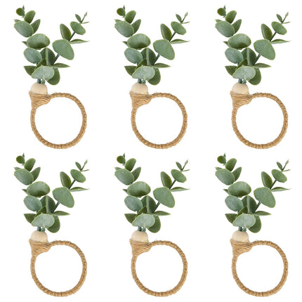 Napkin Rings Set of 6, Spring Napkin Rings, Wood Bead Farmhouse Napkin Rings for Weddings Christmas Party and Easter Table