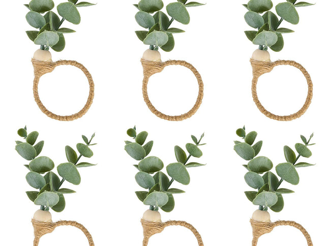 Napkin Rings Set of 6, Spring Napkin Rings, Wood Bead Farmhouse Napkin Rings for Weddings Christmas Party and Easter Table