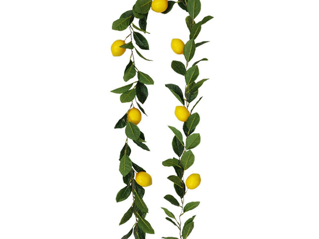 76.7 Inch Artificial Lemon Garland Greenery Garland with Foam Yellow Lemons Spring Summer Fruit Garland