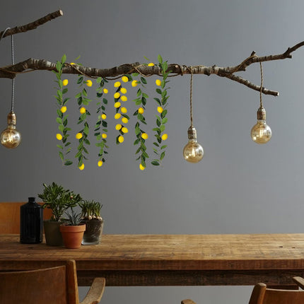 76.7 Inch Artificial Lemon Garland Greenery Garland with Foam Yellow Lemons Spring Summer Fruit Garland