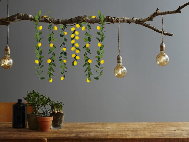 76.7 Inch Artificial Lemon Garland Greenery Garland with Foam Yellow Lemons Spring Summer Fruit Garland