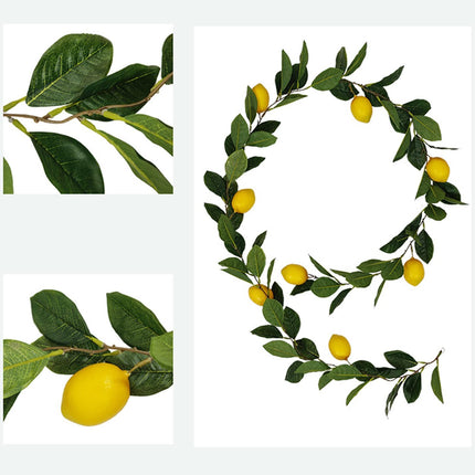 76.7 Inch Artificial Lemon Garland Greenery Garland with Foam Yellow Lemons Spring Summer Fruit Garland