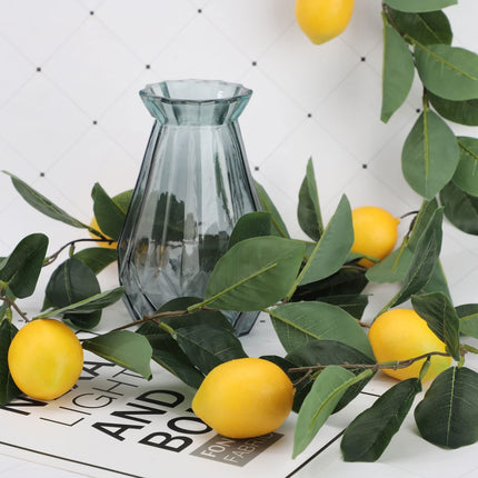 76.7 Inch Artificial Lemon Garland Greenery Garland with Foam Yellow Lemons Spring Summer Fruit Garland