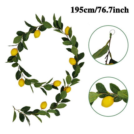 76.7 Inch Artificial Lemon Garland Greenery Garland with Foam Yellow Lemons Spring Summer Fruit Garland