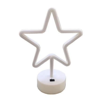 Warm White Star Shaped LED Neon Lamp with Base Battery Operated USB Powered LED Home Christmas Decoration Lights