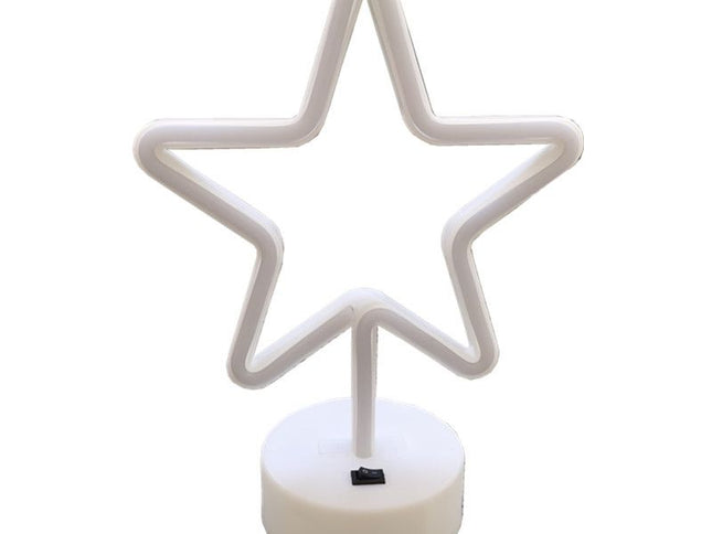 Warm White Star Shaped LED Neon Lamp with Base Battery Operated USB Powered LED Home Christmas Decoration Lights