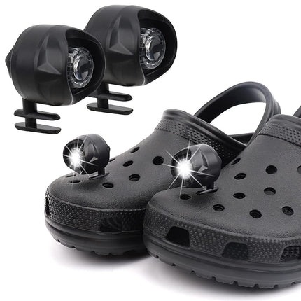 Shoe Charms, Cute Charms for Girls,Headlights for 2pcs, Clip on Headlights Lights Flashlights for Crock (Black)
