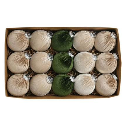 Velvet Christmas Ornaments Balls 15 Pcs 3.1 Inches / 8cm Large Christmas Baubles Shatterproof Xmas Ball for Christmas Tree