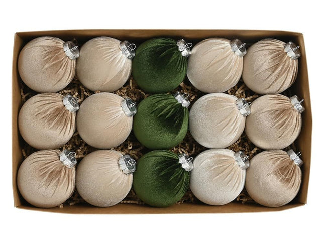Velvet Christmas Ornaments Balls 15 Pcs 3.1 Inches / 8cm Large Christmas Baubles Shatterproof Xmas Ball for Christmas Tree