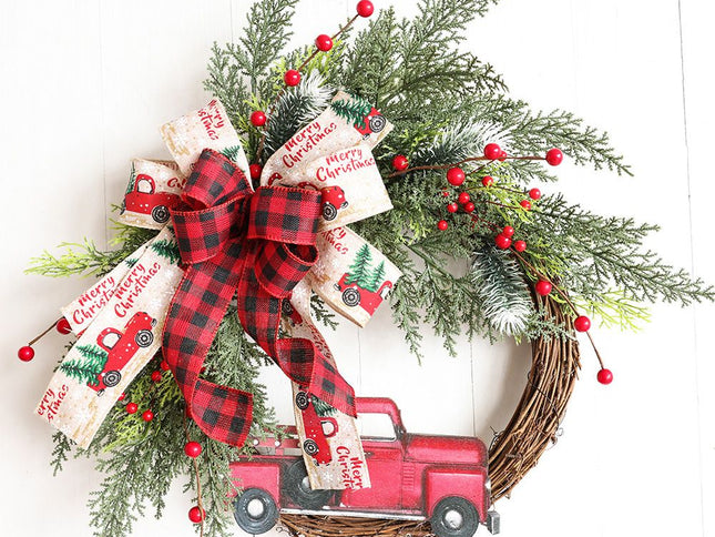 Christmas Wreath for Front Door/Red Truck Christmas Wreath Garland/Wreath Fall Farmhouse/Wreath for Indoor Outdoor Home