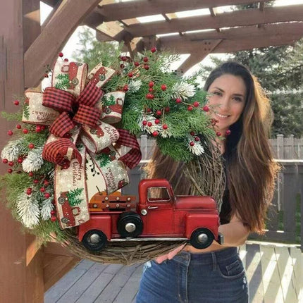Christmas Wreath for Front Door/Red Truck Christmas Wreath Garland/Wreath Fall Farmhouse/Wreath for Indoor Outdoor Home