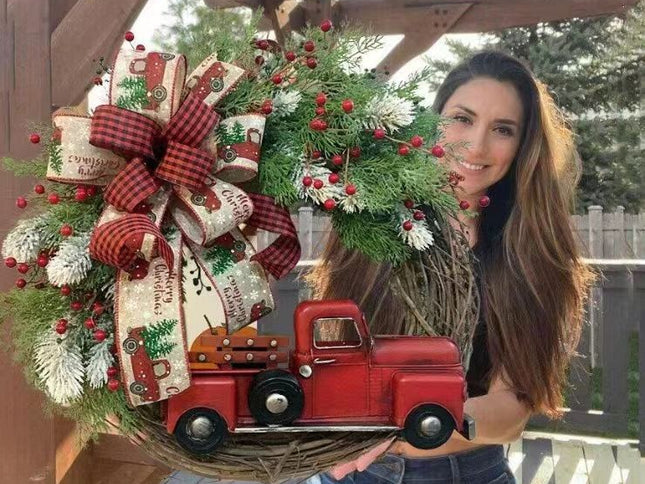 Christmas Wreath for Front Door/Red Truck Christmas Wreath Garland/Wreath Fall Farmhouse/Wreath for Indoor Outdoor Home