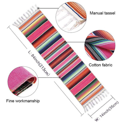 for Party Wedding Decorations Outdoor Picnics Dining Table, Fringe Cotton Table Runners,Cinco De Mayo, Holidays