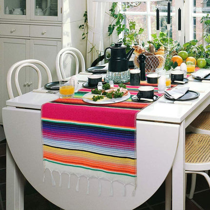 for Party Wedding Decorations Outdoor Picnics Dining Table, Fringe Cotton Table Runners,Cinco De Mayo, Holidays