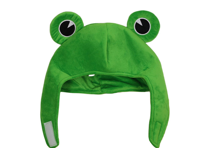 Cute Plush Frog hat Scarf Cap Ears Winter ski hat Full Headgear Novelty Party Dress up Cosplay Costume Green