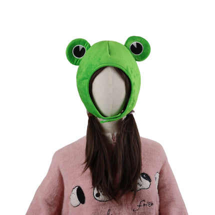 Cute Plush Frog hat Scarf Cap Ears Winter ski hat Full Headgear Novelty Party Dress up Cosplay Costume Green