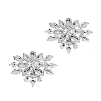 A Pair of Flower-shaped Rhinestones Crystal Shoe Clips Women Bride Wedding Party Jewelry Charms Buckle Shoe Decoration Accessories