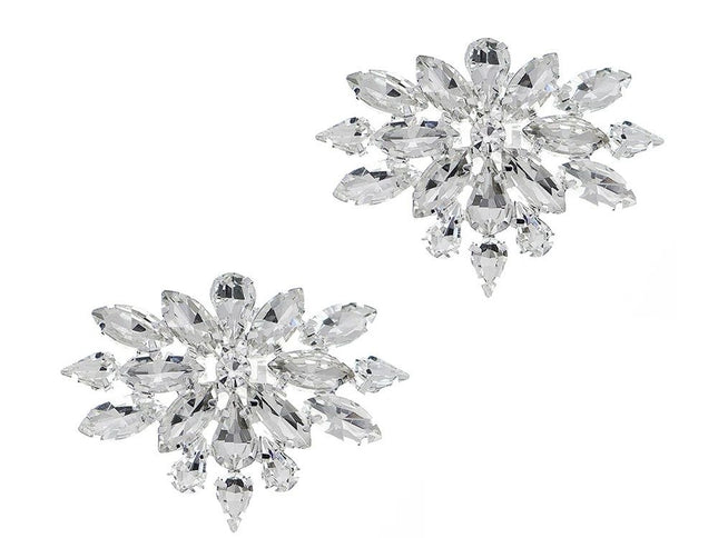 A Pair of Flower-shaped Rhinestones Crystal Shoe Clips Women Bride Wedding Party Jewelry Charms Buckle Shoe Decoration Accessories