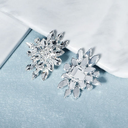 A Pair of Flower-shaped Rhinestones Crystal Shoe Clips Women Bride Wedding Party Jewelry Charms Buckle Shoe Decoration Accessories