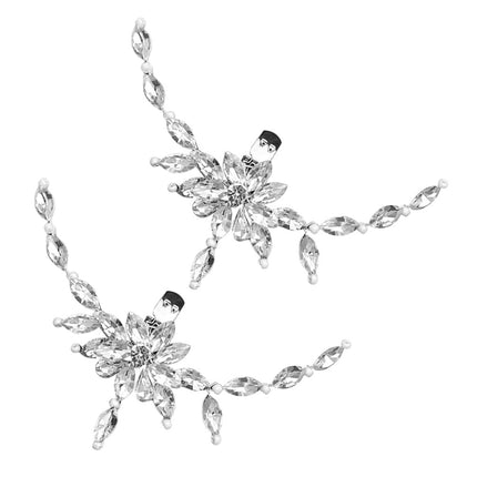 1 Pair Pearl Shoe Clips Rhinestone Crystal Bridal Shoe Buckles Decorative Flower Shoe Charms Floral Shoe Decoration for Wedding