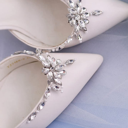1 Pair Pearl Shoe Clips Rhinestone Crystal Bridal Shoe Buckles Decorative Flower Shoe Charms Floral Shoe Decoration for Wedding