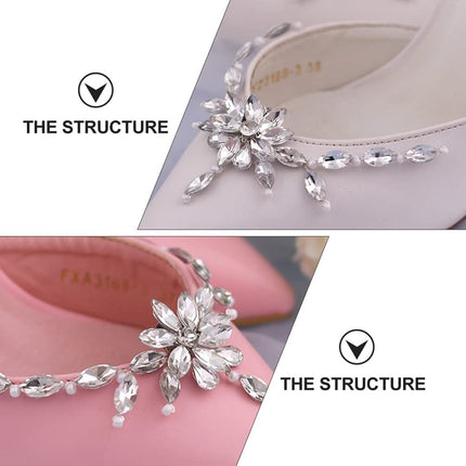1 Pair Pearl Shoe Clips Rhinestone Crystal Bridal Shoe Buckles Decorative Flower Shoe Charms Floral Shoe Decoration for Wedding
