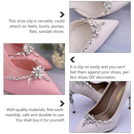 1 Pair Pearl Shoe Clips Rhinestone Crystal Bridal Shoe Buckles Decorative Flower Shoe Charms Floral Shoe Decoration for Wedding