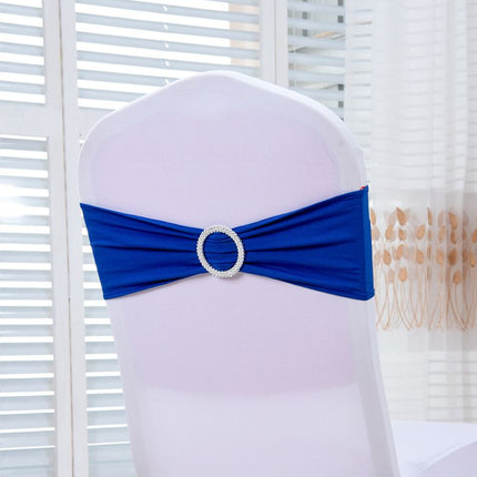 10 PCS Chair Sashes Bows Elastic Chair Bands with Buckle Slider Sashes Bows for Wedding Decorations (Royal Blue)