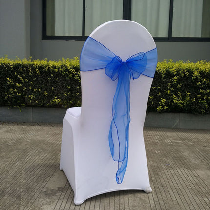 10 pcs Wedding Purple Chair Sashes Bows Sheer Chiffon Crystal Yarn Chair Bands for Party Banquet Hotel Restaurant Decorations