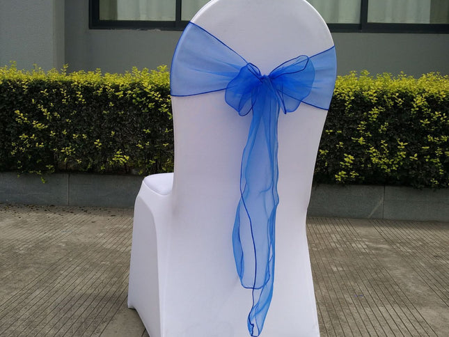 10 pcs Wedding Purple Chair Sashes Bows Sheer Chiffon Crystal Yarn Chair Bands for Party Banquet Hotel Restaurant Decorations